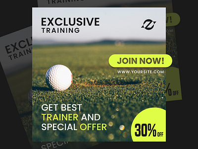 Golf Training Center banner design golf illustration instagram post mobile poster sport ui ux