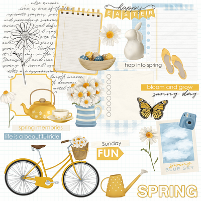Digital planner stickers -Spring digital stickers planner stickers scrapbooking spring