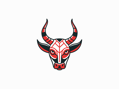 Bull Head Logo angus animal beef branding bull cattle design emblem farm geometric head icon illustration lines logo mark ox red sports vector