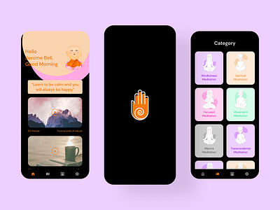 Meditation Application app app development app design appdesign mobileappdesign branding design graphic design illustration logo ui ux