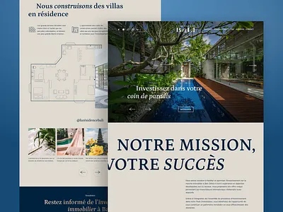 Real estate website, homepage agency blue desktop high end investment real estate ui web design website