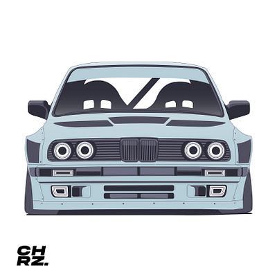 BMW E30 branding car art car vector design graphic design ill illustration logo ui vector