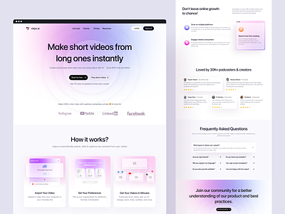 [Redesign] vidyo.ai Landing Page ai aitechnology artificial intelligence clean interface clean website design landing page platform redesign ui video editor with ai vidio editor landing page vidyo.ai web website website design