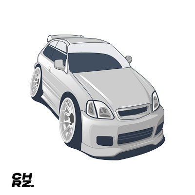 Honda Civic EK9 (Cartoon Style) branding car art car vector design graphic design ill illustration logo ui vector