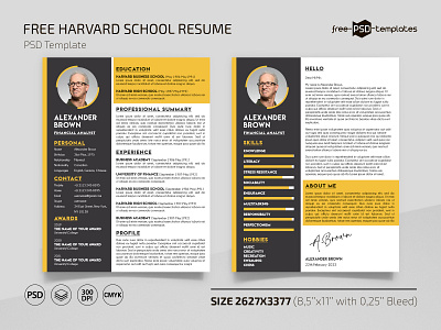 Free Harvard Business School Resume Template in PSD business free freebie harvardresume photoshop psd resume school schoolresume template templates