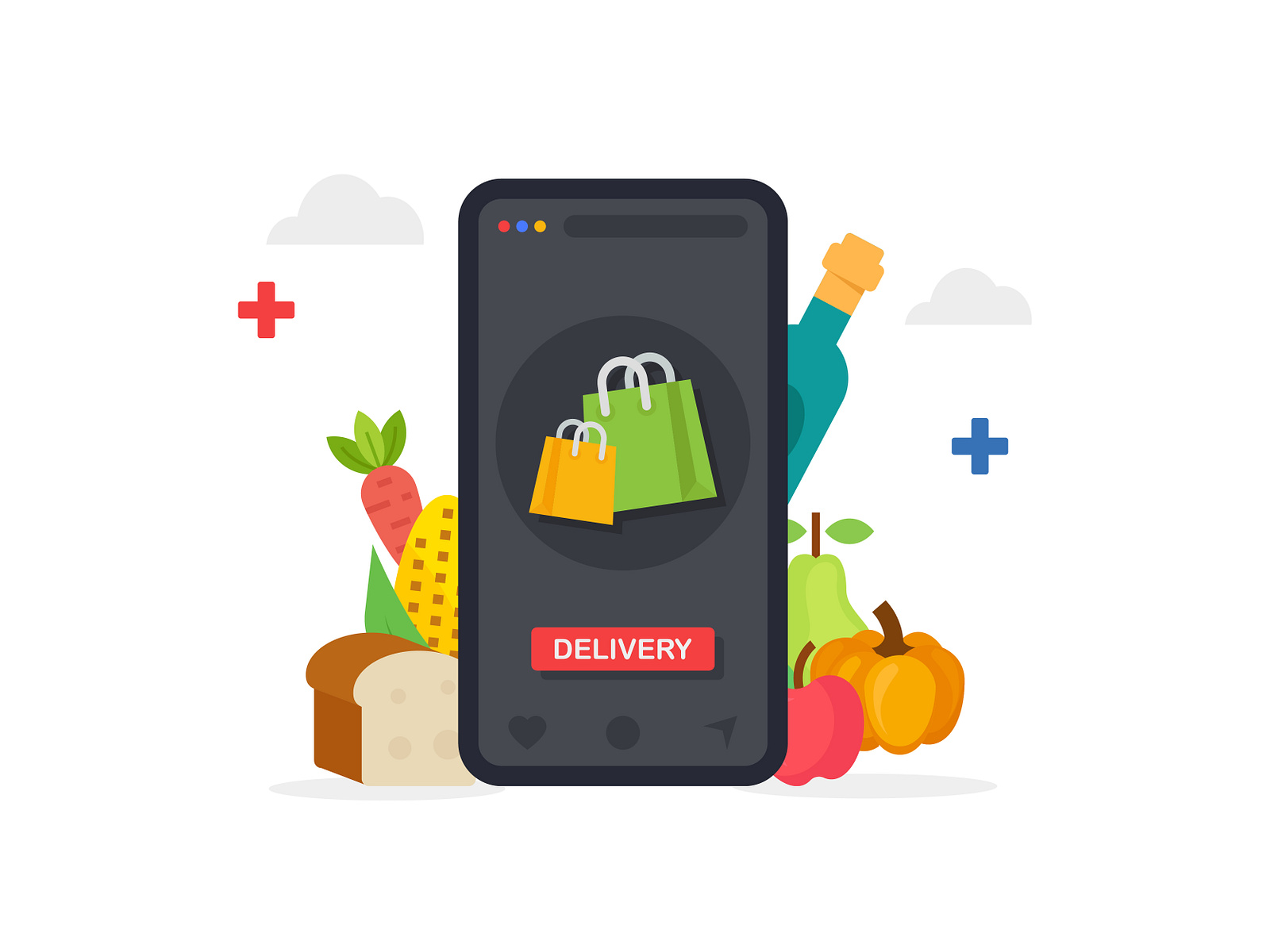 Online grocery shopping delivery service, ordering of food 👇🏼 by
