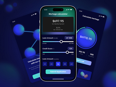 Mortgage calculator app app design bank calculator concept dark theme design mobile design mortage ui ui design