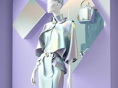 visual merchandising from AI ai artificial intelligence branding design draw escaparate fashion future futuristic graphic design ia illustration iridiscent logo moda painting print visual