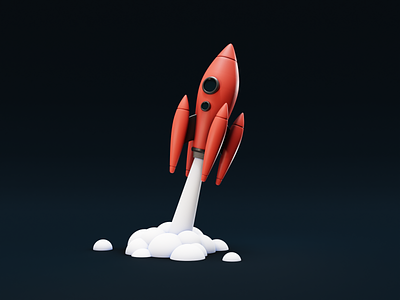 Rocket Blast 3d app art blast blender creative cute dailyui design digital dribbblers icon inspire render rocket sci fi space ufo userinterface web