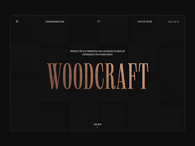 Woodcraft - Landing page concept clean daily ui darkmode darktheme landing page texture typography ui ux web design wood woodcraft