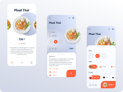 Asian Сuisine Delivery (Phad Thai dish) asian asian app asian cuisine asian dishis color theory colors concept cusine delivery delivery app food app food application graphic design mobile mobile app phad thai typography ui ui design