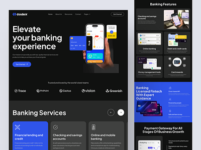 Banking Website Design - codeX bank banking banking website besnik card crypto landing page landing pageui online banking product design uihut uiux design uiux design agency web web design webflow webflow design website design