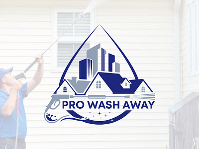Pro Wash Away Power Washing Logo design branding design graphic design home logo logo logo design logo design challange power wash logo real estate logo vector washing logo