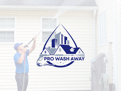 Pro Wash Away Power Washing Logo design branding design graphic design home logo logo logo design logo design challange power wash logo real estate logo vector washing logo