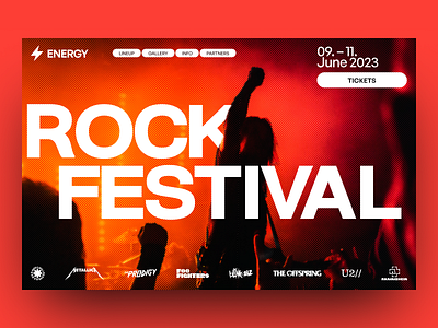 Music festival landing page branding design festival figma music rock ui ux webdesign