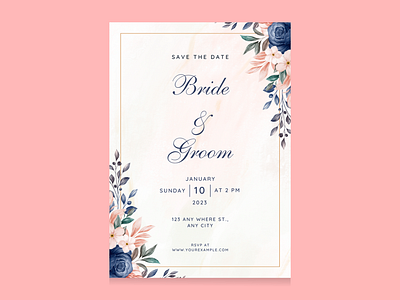 Floral wedding card floral illustrator photoshop wedding wedding card