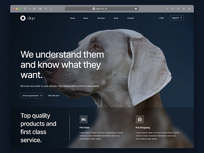 digo ✽ Luxry Veterinary Hero animal animal care cat design dog health care hero landing landing page medicine pet pet care pet store pet web petshop ui designer veterinarian veterinary website website design