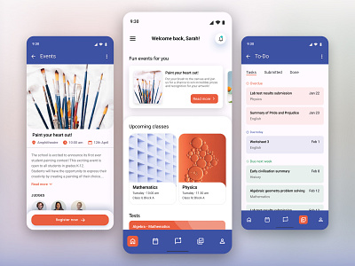 School Application For Students app clean design ed tech figma school students ui user interface ux