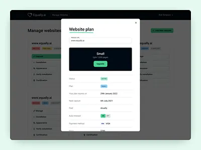 Equally Admin UI a11y accessibility admin payment ui