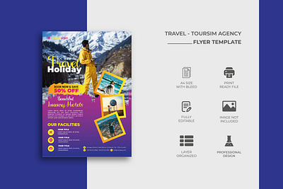 TRAVEL AGENCY FLYER TEMPLATE DESIGN a4 size flyer agency background business colorful corporate design editable eye catchy flyer flyer design flyer template gradient graphic design marketing modern template tourism travel travel holiday
