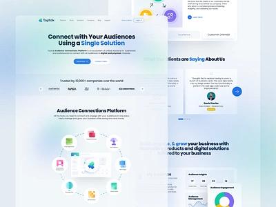 Taptok | Glassmorphism Website blurry clean colorful company profile design figma glassmorphic glassmorphism gradient landing page layout minimal ui user interface web design website