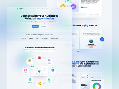 Taptok | Glassmorphism Website blurry clean colorful company profile design figma glassmorphic glassmorphism gradient landing page layout minimal ui user interface web design website