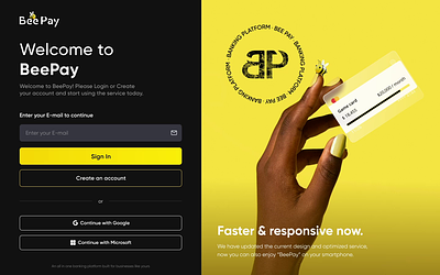 Bee Pay - an all in one Banking Platform animation banking bee branding corporate card finance fintech login logo money money transfer payment ui user experience yellow