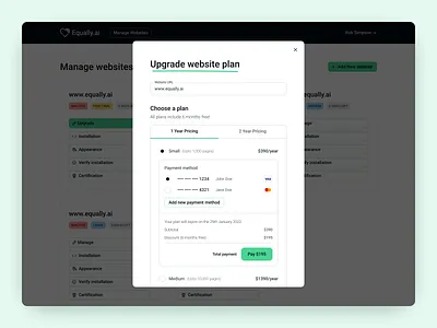Equally Admin UI a11y accessibility admin payment ui