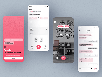 Voxie - AI Realtime Language Translation App branding design graphic design logo typography ui ux