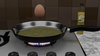 Cooking an egg 3d animation blender graphic design