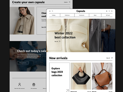 CAPSULA e-commerce website catalog clothes design e commerce e commerce graphic design home page minimalist online store shope ui ux web design website