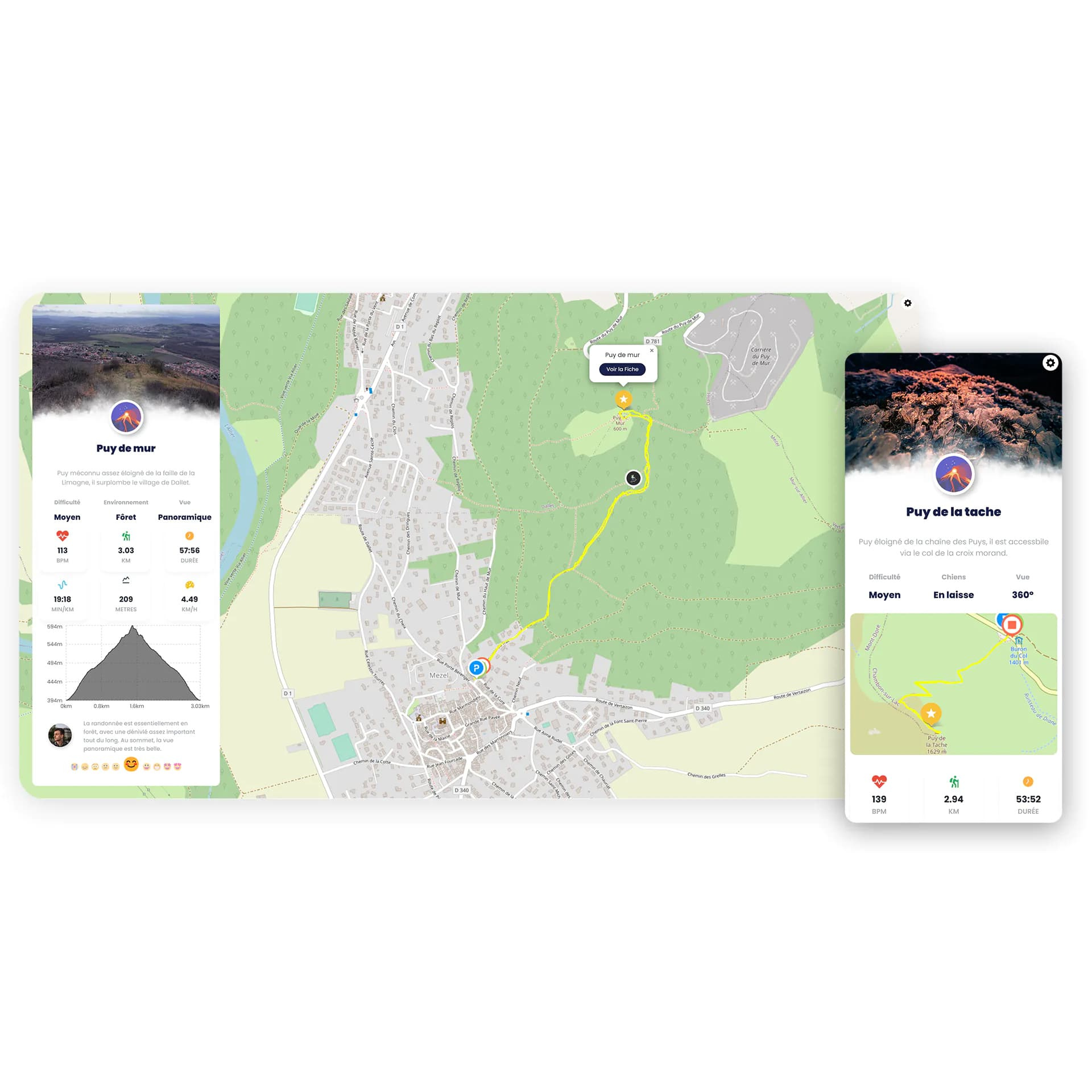 Explaura - Explore Auvergne Rhône Alpes android app application design graphic design hiking iphone react ui web web design
