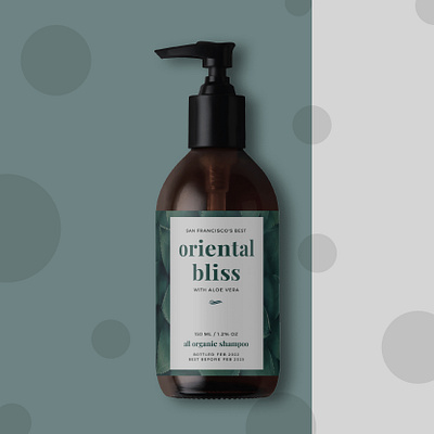 Branding for an organic product Oriental Bliss (Aloe shampoo) branding logo mockup ui