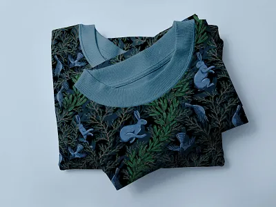 MOONLIGHT - patterns & motifs animals birds branding bunny design drawing fabric graphic design hand drawn illustration modern pattern pattern design plants rabbit seamless pattern textile design vintage wild winter