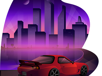 Night City 2d 2d art design digital illustration dribbble illustration landscape vector