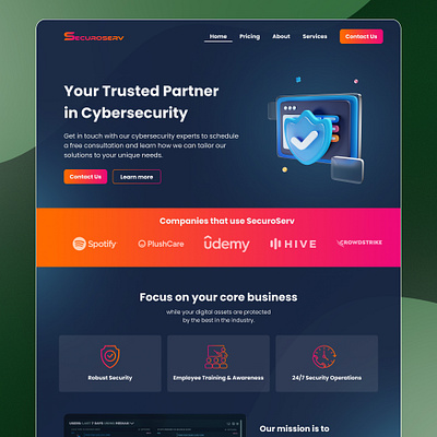 Cybersecurity company landing page cybersecurity design figma front page home page illustration landing page modern ui ui design ux ux design web design website