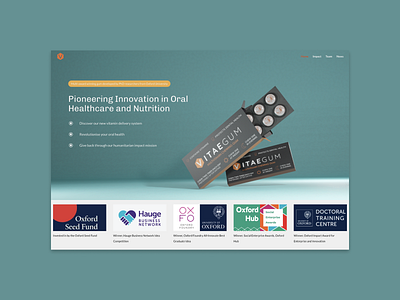 New Vitaegum Website blue gum health mockup modern supplements tech webdesign