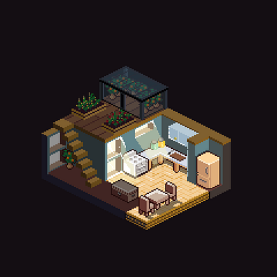 Isometric kitchen aseprite game isometric isometric room pixel art