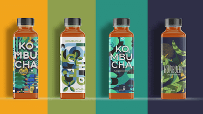 Kombucha Label Design branding design graphic design illustration logo typography visual identity