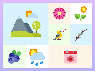Spring icons animated icons animation berry bird design tools flower graphic design motion graphics spring ui vector art