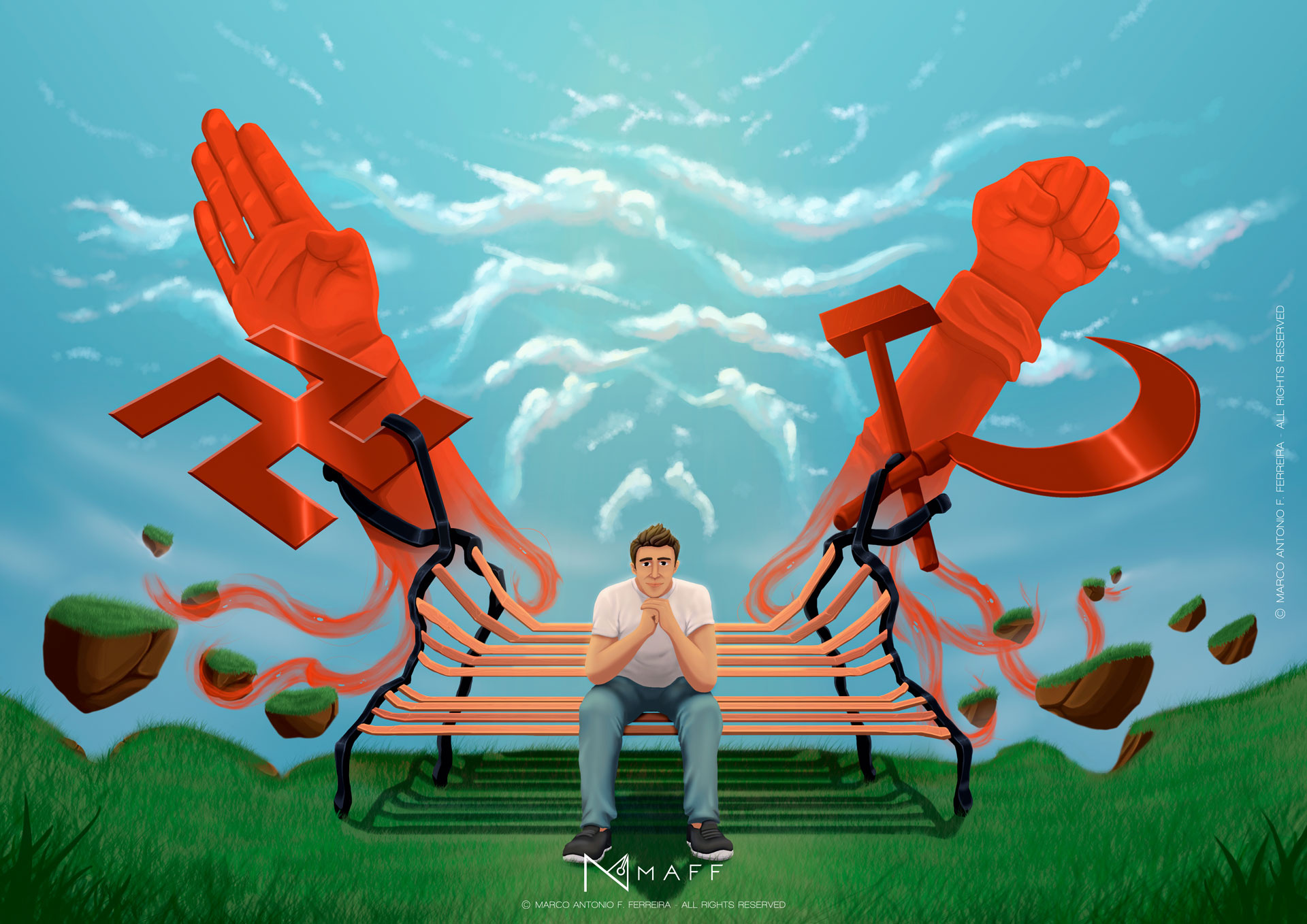 FINE ART-THE NEUTRALITY AND BELIEF capitalism communism conservatism digitalillustration digitalpainting fineart ideology illustration illustrationprocess left politics poster posterdesign right socialism