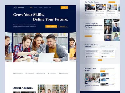 SimiLen - Education Platform Website Design clean ui course e learning e study edtech education education platform elegant landing page learning platform learning ui minimal online class online course online education website online tutoring uiux web design website