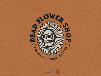 Dead Flower Shop badge brand identity branding character character design dark emblem flower graphic design illustration illustrator logo logo design logo designer retro simple skull tattoo vector vintage