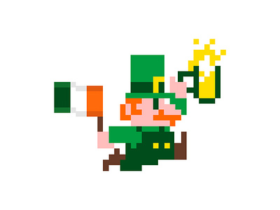 St. Patrick's Day Mario brand branding design dublin irland florida graphic design illustration illustrator irish laghmich mario omar laghmiche patricks pixel pixelart st.patricksday super mario typography vector