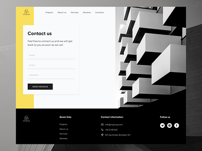 Contact us architecture contact us footer minimalism ui web