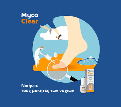 Myco Clear® illustration key visual design promotional materials vector web design