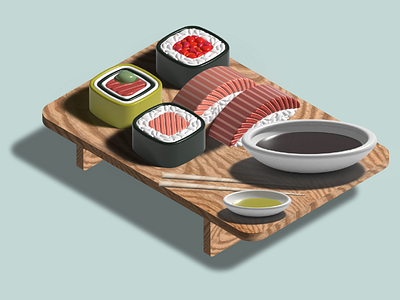 3D sushi 3d art 3d food 3d japanese food 3d sushi caviar delicious fish illustration illustrator nori render rice rolls sauce seafood sticks sushi tasty vector wasabi