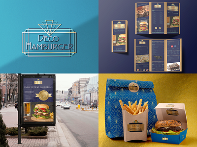 Deco Hamburger Branding & Logo branding design fast food fine dining food graphic design hamburger logo menu sign