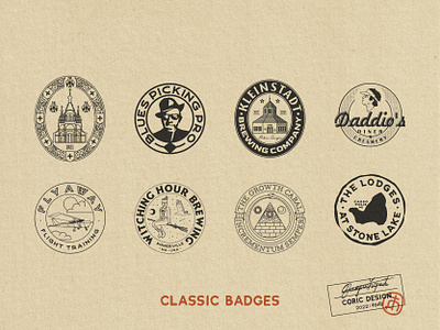 Classic Badges badge badges brand design brand identity branding circular emblem illustrator logo logo design logo designer logo folio logodesign logomark logos portfolio retro typography vector vintage