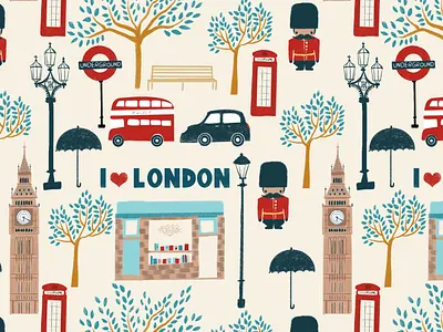 London Pattern collection design floral illustration pattern